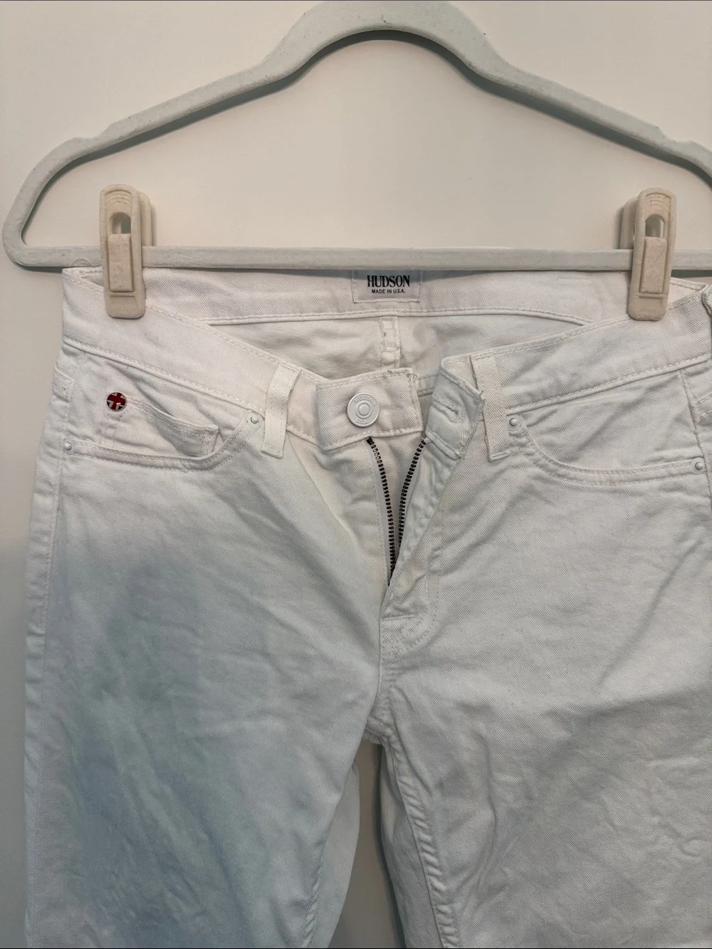 Hudson Jeans White Cropped Ankle Denim